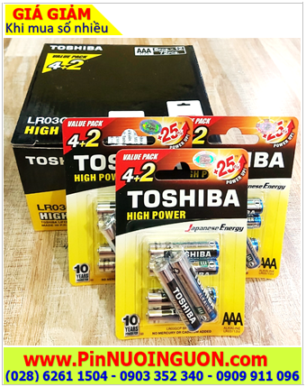 COMBO 1HỘP 72viên (12vỉ 6viên) Pin AAA 1.5v Alkaline Toshiba LR03GCP BP6-2FPV_2F _Giá chỉ 492.000vnd/ HỘP